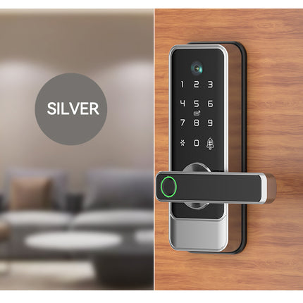 Aluminum Alloy WiFi Smart Deadbolt Lock Fingerprint Password Card Access with Electric Handle