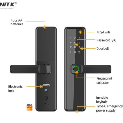 Smart Digital Door Lock Handle with Fingerprint Password Card Key Entry System