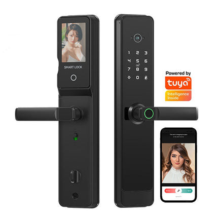 Multi Access Smart Door Lock with Fingerprint Password Card Key Tuya App Control Mortise with Camera Option