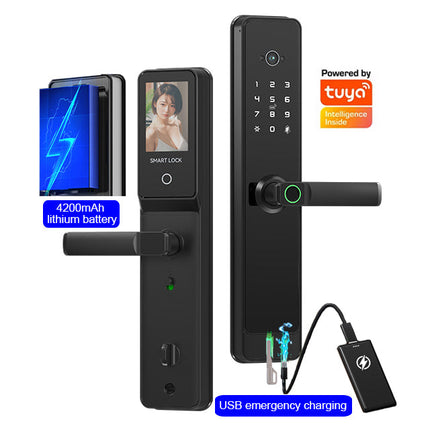 Multi Access Smart Door Lock with Fingerprint Password Card Key Tuya App Control Mortise with Camera Option