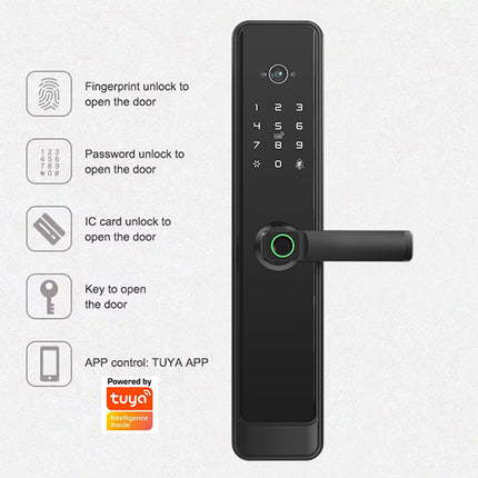 Multi Access Smart Door Lock with Fingerprint Password Card Key Tuya App Control Mortise with Camera Option