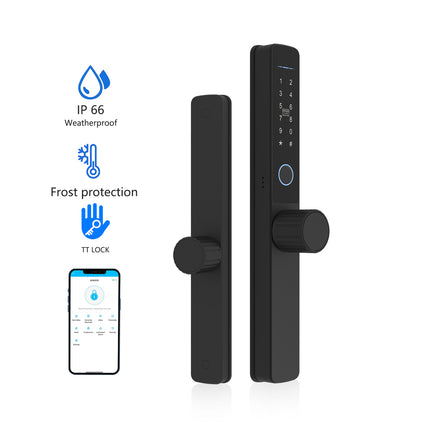 Waterproof Smart Door Lock Handle Keyless Entry Fingerprint Password Card App Control for Home Office