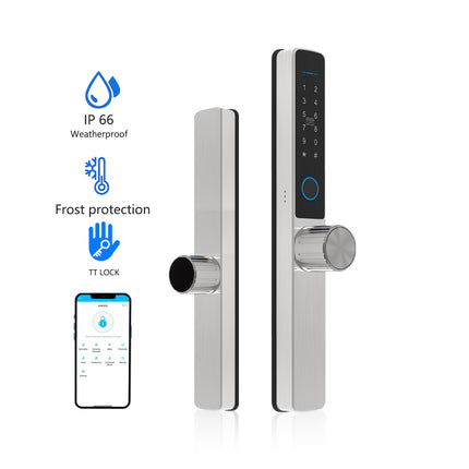 Waterproof Smart Door Lock Handle Keyless Entry Fingerprint Password Card App Control for Home Office