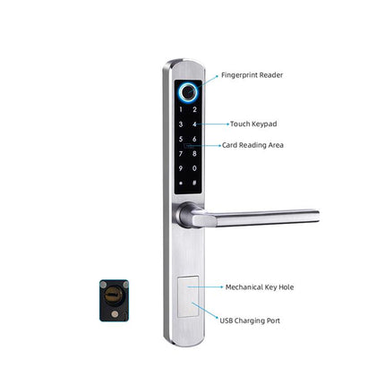 Aluminium Alloy Smart Digital Door Lock Multi-Access Fingerprint Password Card for Home Use