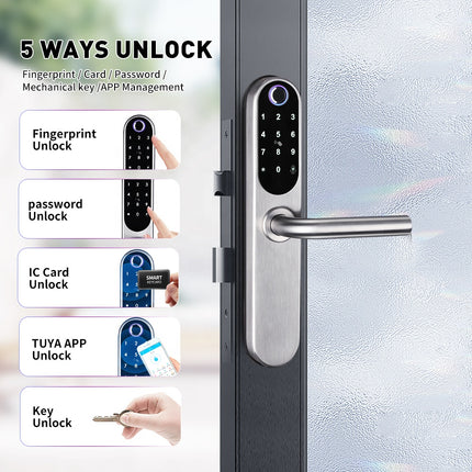 Waterproof Smart Fingerprint Sliding Door Lock with App Control for Aluminum Doors