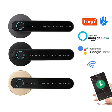 Keyless Smart Door Handle Lock with Fingerprint Password Key Entry & App Control