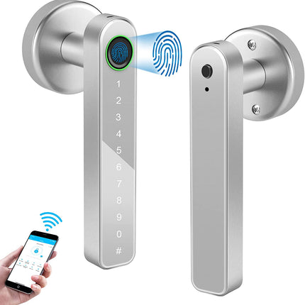 Digital Door Lever Lock with Fingerprint Unlock App Control Code Key Entry for Residential Use