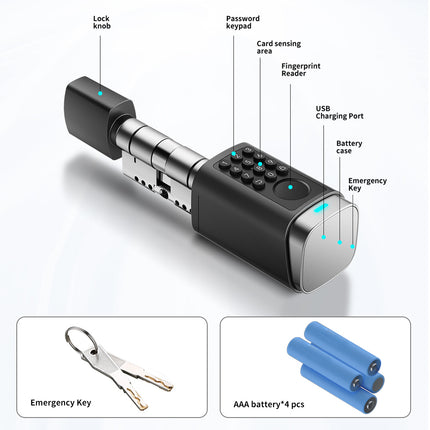 5 Inch IPS Display Smart Door Lock Fingerprint App Control Password Code Aluminum Alloy Type C Power