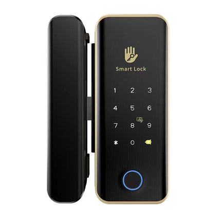 Electronic Glass Door Lock with Stainless Steel Body and Emergency Type-C Power Port
