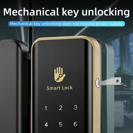 Electronic Glass Door Lock with Stainless Steel Body and Emergency Type-C Power Port