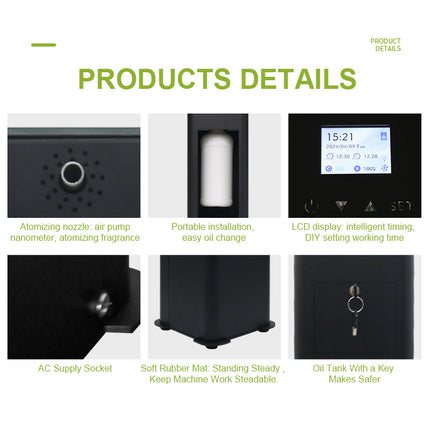 200mL HVAC Aroma Diffuser Metal Freestanding Scent Air Machine with App Control
