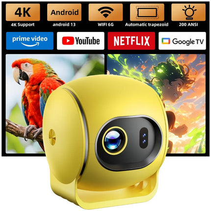 Portable 720P Smart Projector with Android 13, Manual Focus and HDMI Connectivity