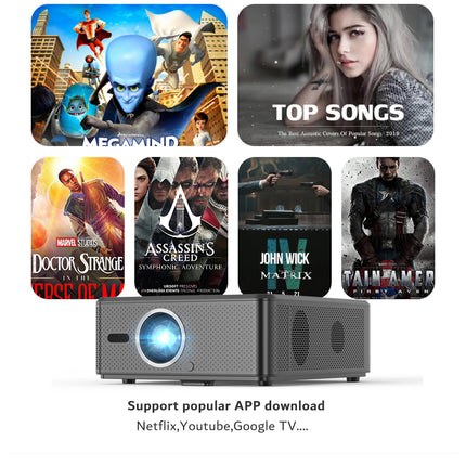1080P Home Projector with Auto Focus, WiFi, Android 9.0 & Dual HDMI Ports