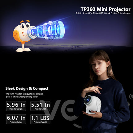 Portable Smart LCD Projector with Android 14, 720P Resolution and Manual Focus