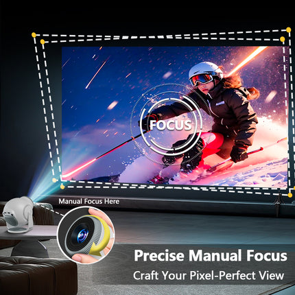 Portable Smart LCD Projector with Android 14, 720P Resolution and Manual Focus