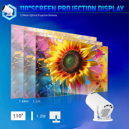 Portable Smart Projector with Android System, 720P Native Resolution and Manual Focus