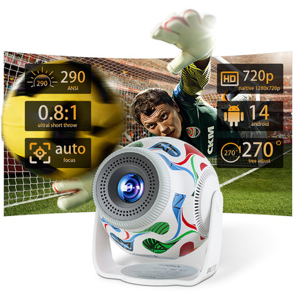 Android 14 LED Short Throw Smart Projector Portable Home & Outdoor Cinema Device