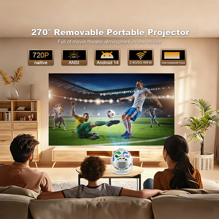 Android 14 LED Short Throw Smart Projector Portable Home & Outdoor Cinema Device