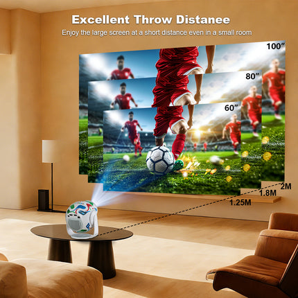 Android 14 LED Short Throw Smart Projector Portable Home & Outdoor Cinema Device
