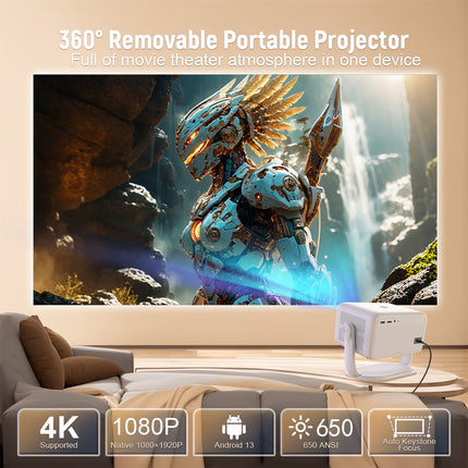 Portable LCD Home & Outdoor Projector, 1080P Resolution, Smart Mini Video Projector