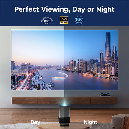 Portable Smart Projector Android 14, 1080p Native Resolution, Auto Keystone & Focus for Home Use