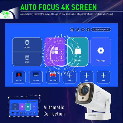 Portable 1080p LCD Projector with WiFi 6, Android Support and 40–130 inch Projection