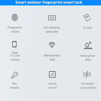 Outdoor Smart Door Lock with Tuya WiFi Control for Sliding Push Pull Doors