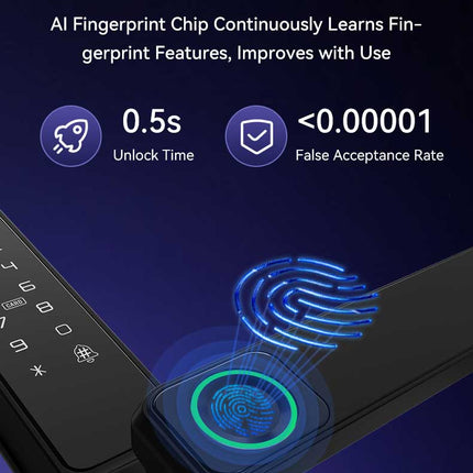 Outdoor Smart Door Lock Aluminium Alloy with Fingerprint, Code, Key & App Control
