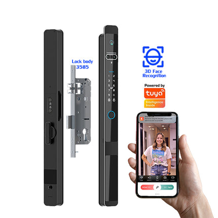 WiFi Enabled Smart Glass Door Lock with Fingerprint, Card and Password Entry System