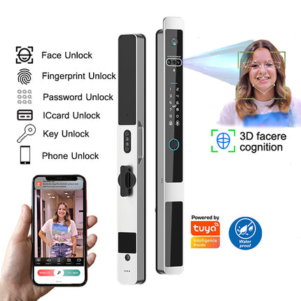 WiFi Enabled Smart Glass Door Lock with Fingerprint, Card and Password Entry System