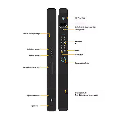 WiFi Enabled Smart Glass Door Lock with Fingerprint, Card and Password Entry System