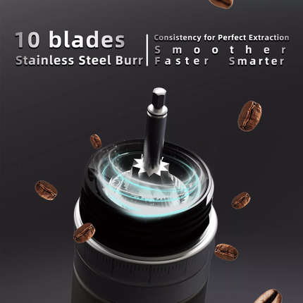 Portable Cordless Coffee Grinder with Stainless Steel Blades and USB Rechargeable Design
