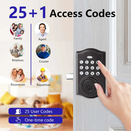 Digital Electronic Door Lock with Keypad Password Access and Adjustable Deadbolt