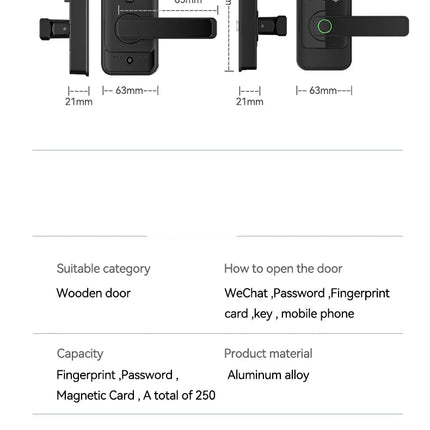 Smart App Enabled Fingerprint Keypad Door Lock with Card Access for Wooden Doors