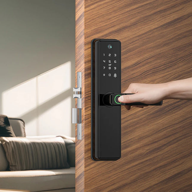 Smart Door Entry Lock with Fingerprint, Card, Key & App Control and face 5050 Mortise System