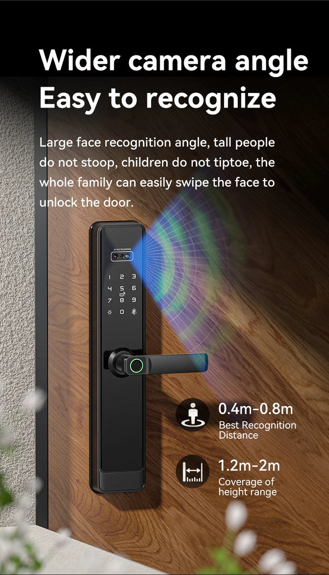 Multi-Access Digital Door Lock with Fingerprint, Password, Card, Key and WiFi Camera