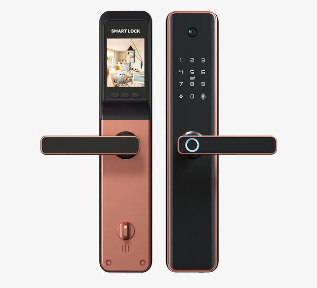 Smart WiFi Door Lock with Fingerprint, Face Recognition, Card & Key Access, Tuya App Control