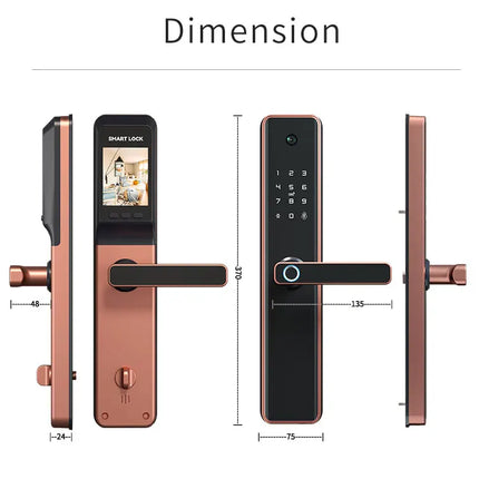 Smart WiFi Door Lock with Fingerprint, Face Recognition, Card & Key Access, Tuya App Control