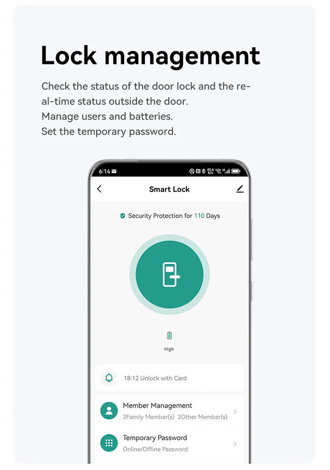Smart Door Lock with Camera, Fingerprint, Password & Card Access, Aluminum Alloy Build