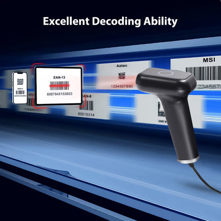 Portable Wireless 2D Barcode Scanner with Bluetooth, 2.4G and USB Cradle