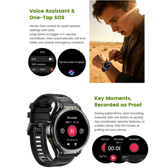 Outdoor Smart Watch with AMOLED Display, 100+ Sports Modes and Voice Assistant