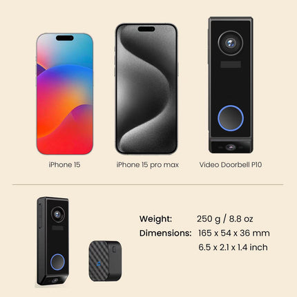 Rechargeable 5MP Dual Lens Smart Video Doorbell with PIR Motion Detection and IP65 Rating