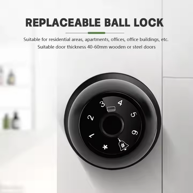 Smart Biometric Door Knob Lock with Fingerprint, Bluetooth Connectivity and Key Entry