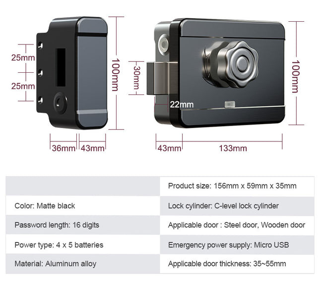 Smart Biometric Fingerprint Door Lock with WiFi App Control for Home, Office and Hotel Doors