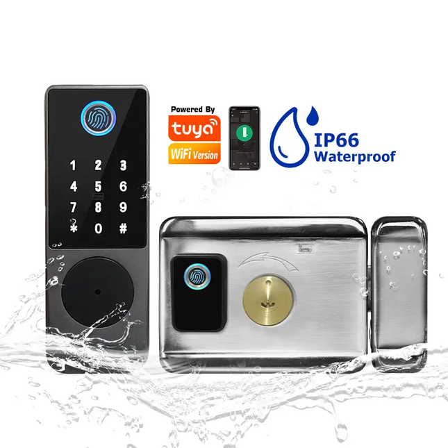 Smart Electronic Rim Lock with Fingerprint Access, Wi-Fi App Control and Password Keypad