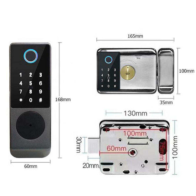 Smart Outdoor Gate Door Lock with Wi-Fi App Control, Fingerprint, Card, Password and Key Access