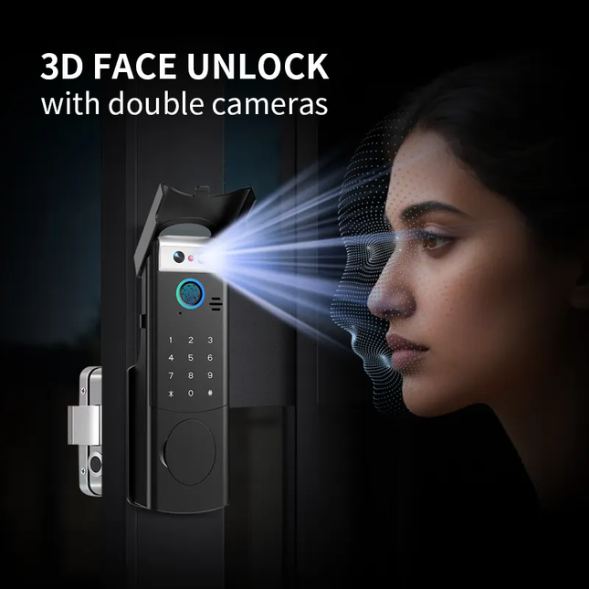 Smart Waterproof Biometric Door Lock with Fingerprint, Keypad, Wi-Fi App and Key Access