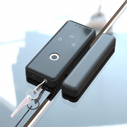 Electronic Sliding Door Lock with WiFi, Bluetooth and Key Unlock for Glass and Wood Doors