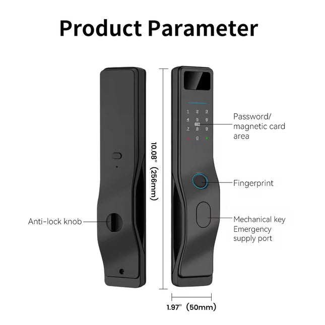 Smart Fingerprint Door Lock with Wi-Fi, Bluetooth, Keypad and 5050 Mortise for Bedroom Doors