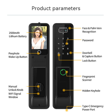 Wi-Fi Smart Video Peephole Door Camera with Indoor Display, Two-Way Audio and Motion Alerts